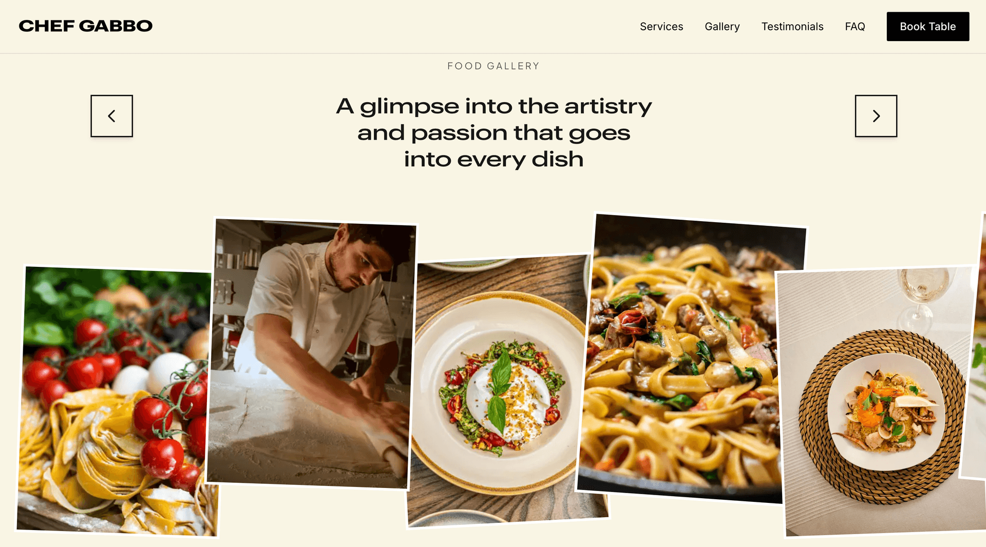 Menu and services showcase