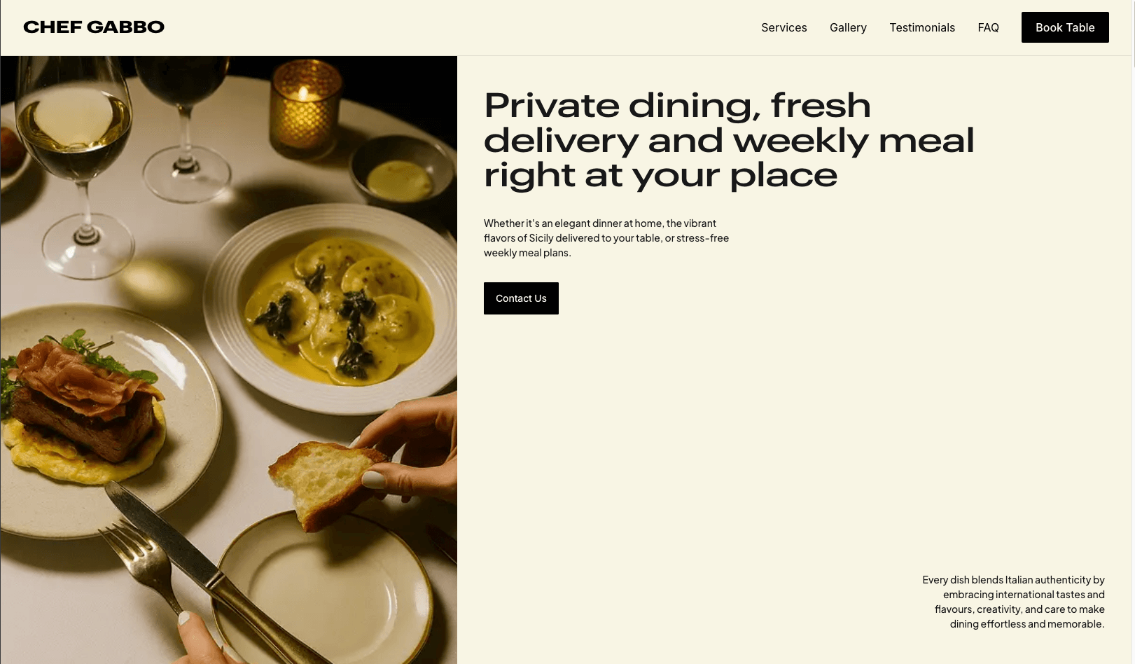 ChefGabbo personal chef website — custom website design by Cori Studio