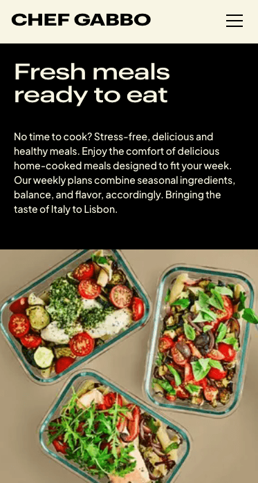 ChefGabbo personal chef website, mobile responsive design